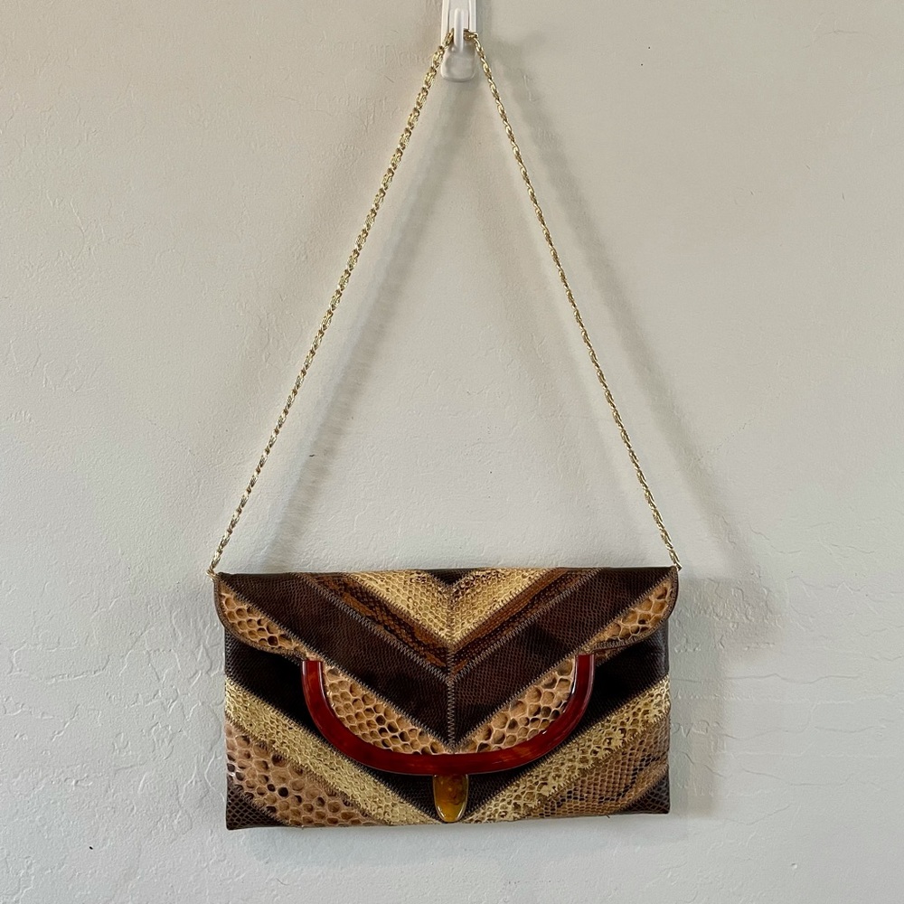 Vintage Snakeskin Baron Clutch Bag